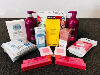 Personal Essentials Including: Facial Towelettes, Face Masks, Curl Defining Gel, Nexxus Shampoo/ Conditioner, Nail Polish Sets And More