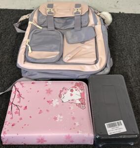 School Supplies Lot! - Girl&rsquo;s Backpack, Girl&rsquo;s Binder, & Plastic Pencil Box