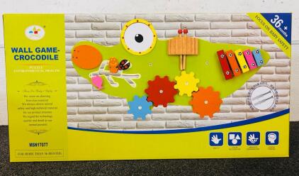 Wooden Alligator Sensory Wall Mounted Learning Activity Center For Playroom, Nursery, Preschool, Offices and More
