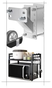 GADFISH Stainless Steel Spare Tire Carrier & Microwave Oven Rack Expandable Countertop