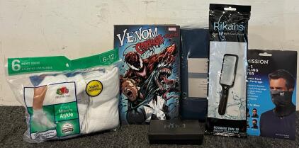 Marvel Venom Carnage Unleashed Comic Book, Queen Sheet Set (Navy), Mens Socks, Slim Leather Wallet, Cooling Gaiter & Foot File
