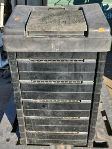 Black Plastic Compost Bin, 80 Gallon Capacity, Vented Design
