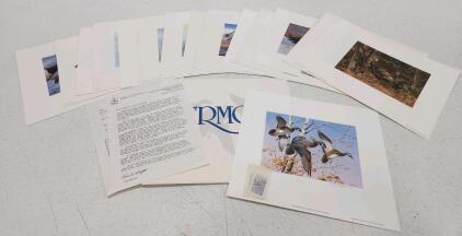 (1) 1986 First Of State Vermont Migratory Waterfowl Stamp Print W/ Signature And Stamps (15) Assorted Duck Stamp Prints