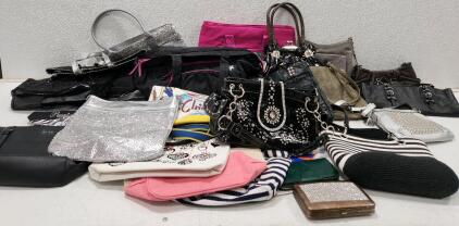 (1) Silver Sequin Rhinestone-Embellished Shoulder Bag (1) Simply Vera Gray Faux Leather Shoulder Bag (1) Simply Vera Vera Wang Shoulder Bag And More