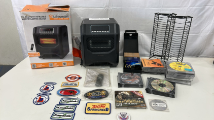 (1) Lifesmart 6-Element Infrared Quartz Electric Heater (2) CD Organization Racks (3) Fuji DR-II 90-minute High Bias Audio Cassette Tape & More