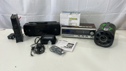 (1) Lowrance XOG Crossover Navigator (1) Vintage JCPenney AM/FM Stereo Electronic Digital Clock Radio (1) GPX Portable 2 Band Radio AM/FM & Cassette Stereo Player Boom Box & More