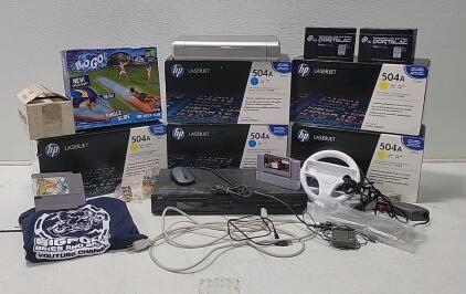 (4)Hp Laser Jet Print Cartridges (1)JVC FX-33 FM/AM Computer Controlled Tuner. (2) Reachable Batterys