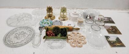 (1) Trenkle Quartz Anniversary Clock Battery Powered (1) Chronos Mantel Dome Top Quartz Anniversary Clock (1) Lenox Butler's Pantry Teapot And More