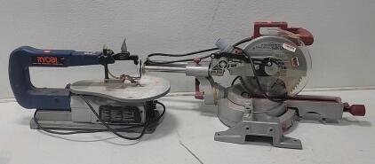 (1) Chicago Electric 10-inch Sliding Compound Miter Saw (1) Ryobi 1.2 Amp 16-inch Variable Speed Scroll Saw, model SC165VS