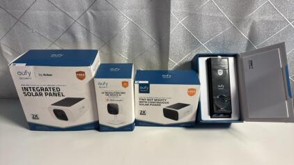 EUFY Camera Bundle - (1) SoloCam S40 (1) Indoor Cam 2K (1) S220 SoloCam (1)Evac 7 Doorbell Cam