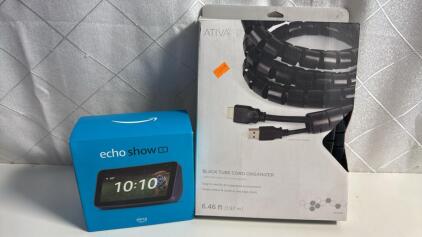 (1) ECHO Show 5 (1) Ativa Black Tube Cord Organizer