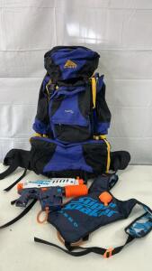 (1) Nerf Super Soaker Arctic Shock Water Blaster W/ Hydro Pack (1) Kelty Redcloud 5400 Internal Frame Backpack