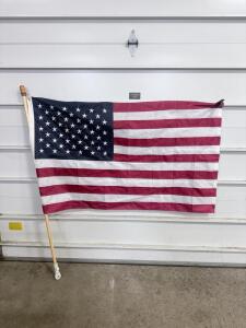(1) American Flag On Wood Pole