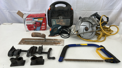 (1) Black & Decker Mouse Detail Sander (1) Skilsaw Model 77 7-1/4" Worm Drive Saw (1) Coleman QuickPump Rechargeable Air Pump & More