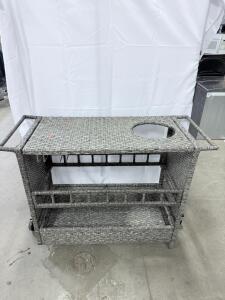 (1) Christopher Knight Home Puerta Outdoor Wicker Bar Cart
