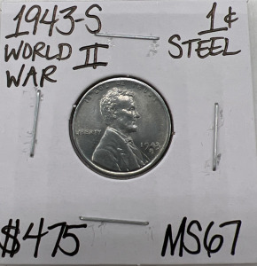 1943-S MS67 World War II Steel Gem Penny