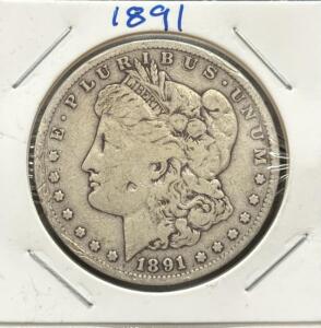 1891 Morgan Silver Dollar, 90% Silver, 1 Dollar Coin
