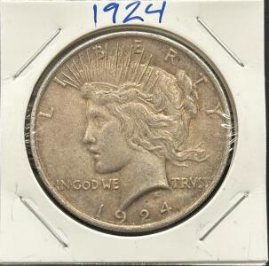 1924 Peace Dollar, United States, 90% Silver, No Mint Mark