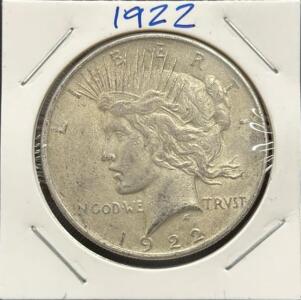 1922 United States Peace Dollar Coin, Silver Composition, One Dollar