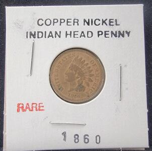 (1) Copper Nickel Indian Head Penny 1860