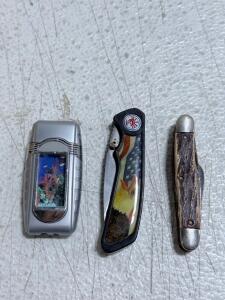 (1) Lighter & (2) Folding Knives