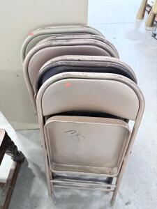 (7) Brown Metal Foldable Chairs