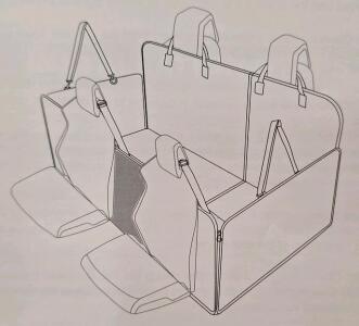(1) Handnam - 3-Panel Back Seat Extender For Dogs, Car Seat Cover W/ Hard Bottom, Waterproof For Car, SUV, Truck<br/>