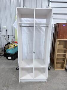 (1) White Wooden Wardrobe Cabinet- 72&rdquo;Hx30&rdquo;Wx23&rdquo;D