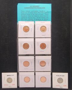 (8) U.S. Treasury Commemorative Medallions (1) Barber Dime 1911 (1) Mercury Dime