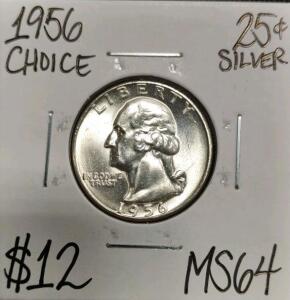 1956 MS64 Choice Silver Washington Quarter