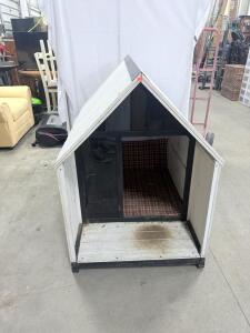 (1) White Wooden Dog House With Front Porch - 43.5&rdquo;Hx44&rdquo;Dx30.5&rdquo;W