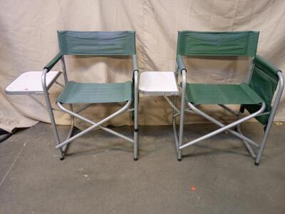 (2) Folding Director-Style Camping Chair With a Side Table. 32"x23"x20"