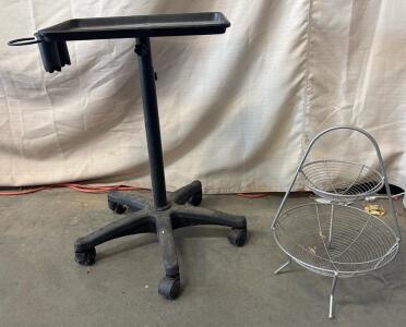 Salon Instrument Tray And Hanging Metal Fruit Basket