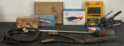 Halo Bolt Portable Charger / Jump Starter, Propane Torch, Building / Craft Tools, Fishing Line Winder & More