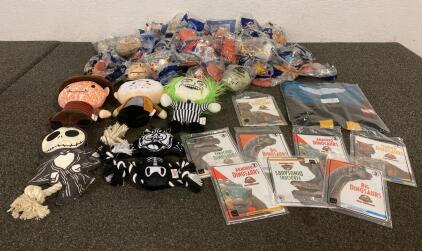 Halloween Dog Toys, And Variety Of Miscellaneous McDonalds Toys, And McDonalds Shirt