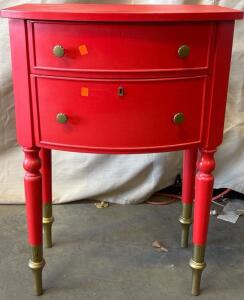 Red Side Table H 2&rsquo; 8&rdquo; W 1&rsquo; 10.5&rdquo; L 1&rsquo; 3&rdquo;