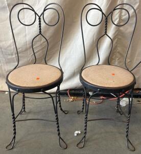 (2) Antique Cafe Chairs H 2&rsquo; 11&rdquo; W 1&rsquo; 2.5&rdquo; L 1&rsquo; 2.5&rdquo;