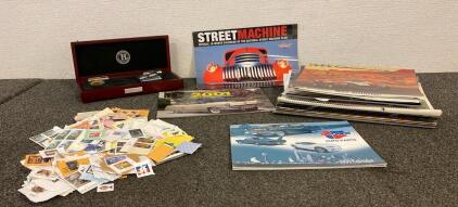 Vintage Car Calenders, Collectible Stamps, JFK 100th Anniversary Poof Coin Collection Box With 1 Coin