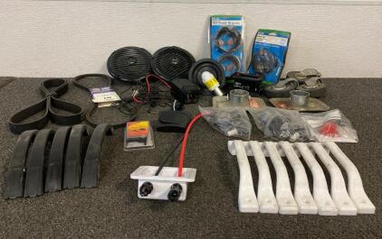 (2) Jensen Marine Speakers, Sewer Hose Connector, Sewer Cap, Camper Parts, NAPA Power Series Micro-V Serpentine Belt, And More