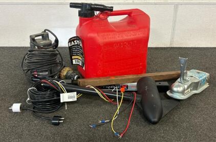 (1) 5.3 Gallon Gas Tank, (1) Wayne Iswitch Pool Cover Pump, And More