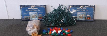 Rug, Assortment Of Light Bulbs, Christmas Lights, (2) Boxes Of Outdoor Christmas Lights, Pumpkin Spice Potpourri