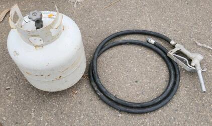 General Propane Tank with Fuel Hose and Manual Nozzle, 20 lbs Capacity