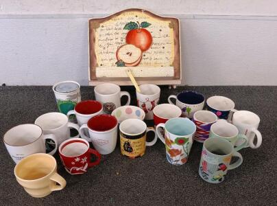 Variety Of Decorated Ceramic Mugs And More