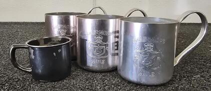 (3) Collectible Vintage Smirnoff Mule Tin Cups, Antiques Copper Military Mini Coffee Cup