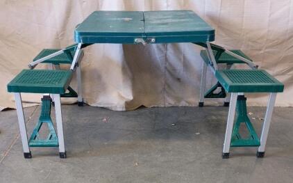 Portable Folding Picnic Table With Attached Seats. Great For Camping. 53"x34"x20"