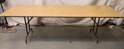 Long Wooden Top Metal Frame Folding Table 96"x36"x29"
