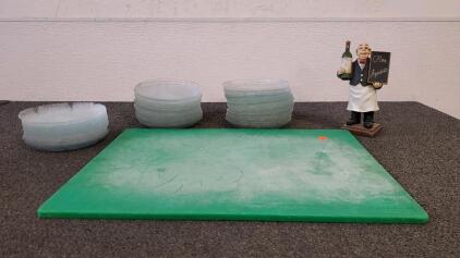 Large Cutting Board, 15+ Glass Salad Plates and More