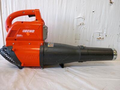 ECHO 58V cordless handheld blower. It Is a Battery-Powered Leaf Blower With a Brushless Motor for Durability and a Jet Fan Design for Clearing Power.