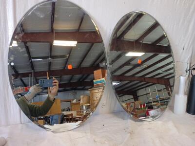 (2) Oval Shaped Mirrors 26"x19"