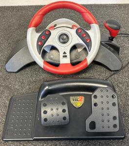 Mad Catz MC2 Universal Racing Wheel And Pedals For PlayStation 1&2, Xbox, And Nintendo GameCube